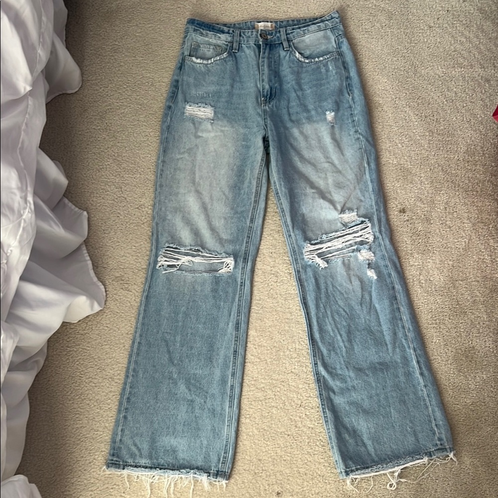 Altar'd State Blue Flare Wide Leg Jeans